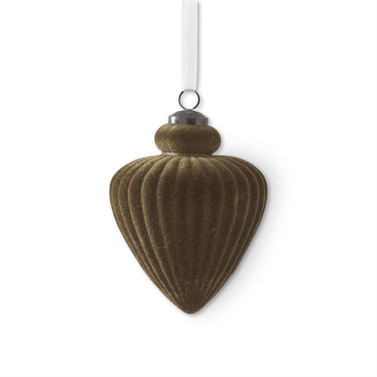 Dark Green Flocked Glass Ornament