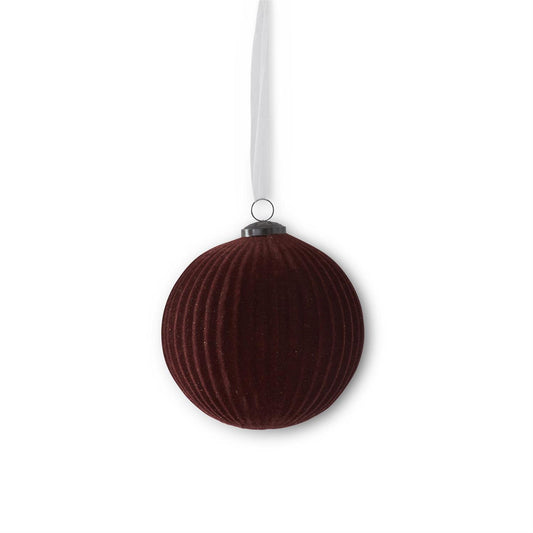 Burgundy Flocked Glass Ornament