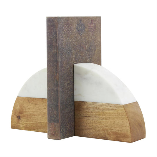 Wooden & Marble Arched Bookends