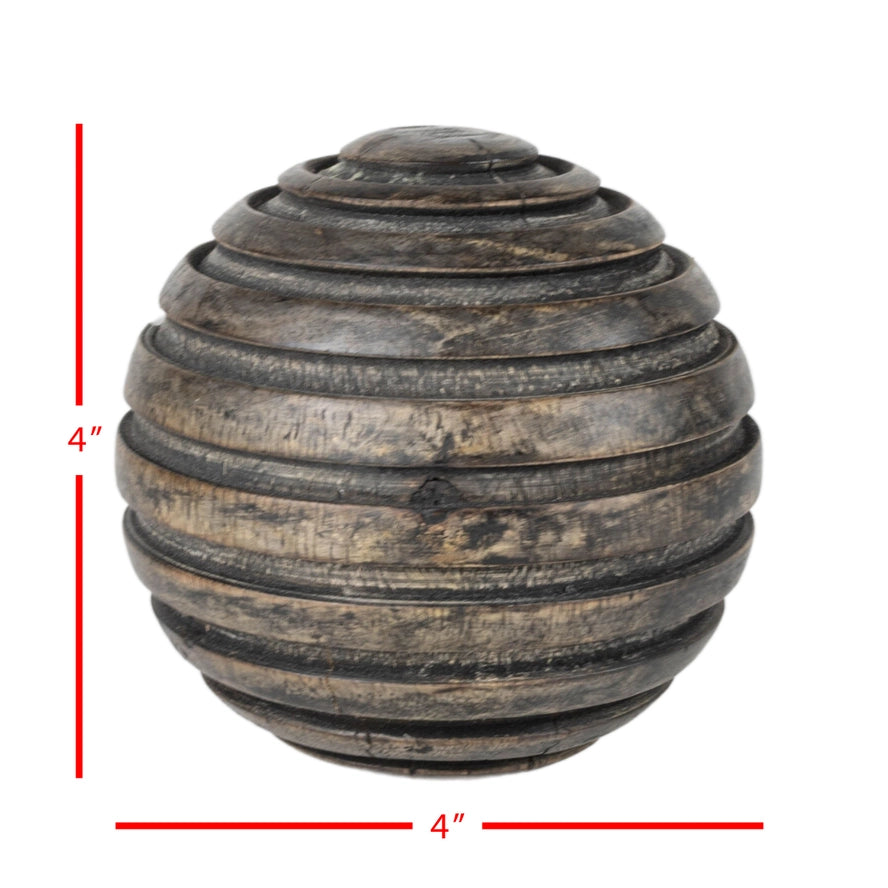 Dark Wood Carved Ball