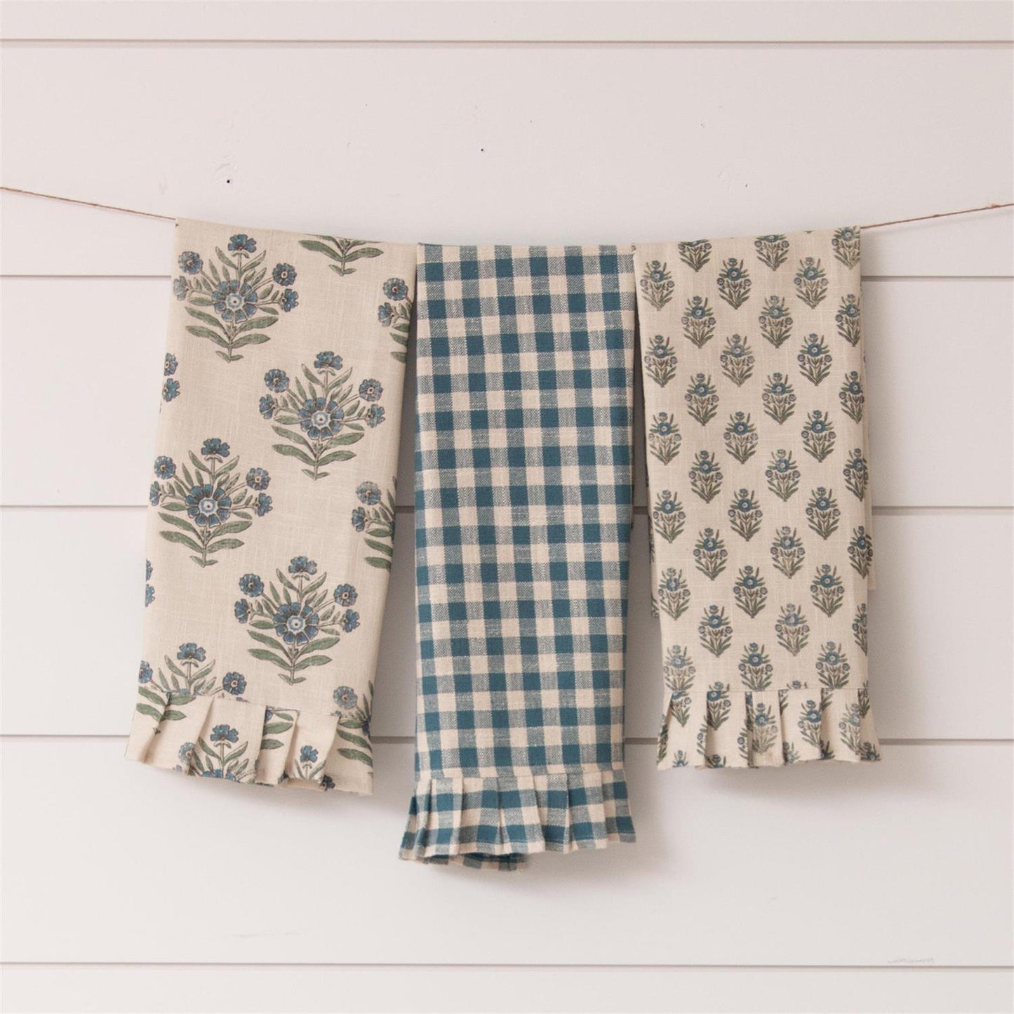 Blue Block Print Tea Towels