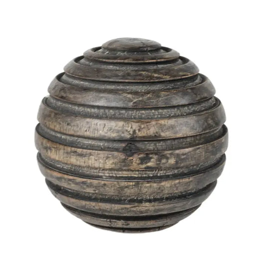 Dark Wood Carved Ball
