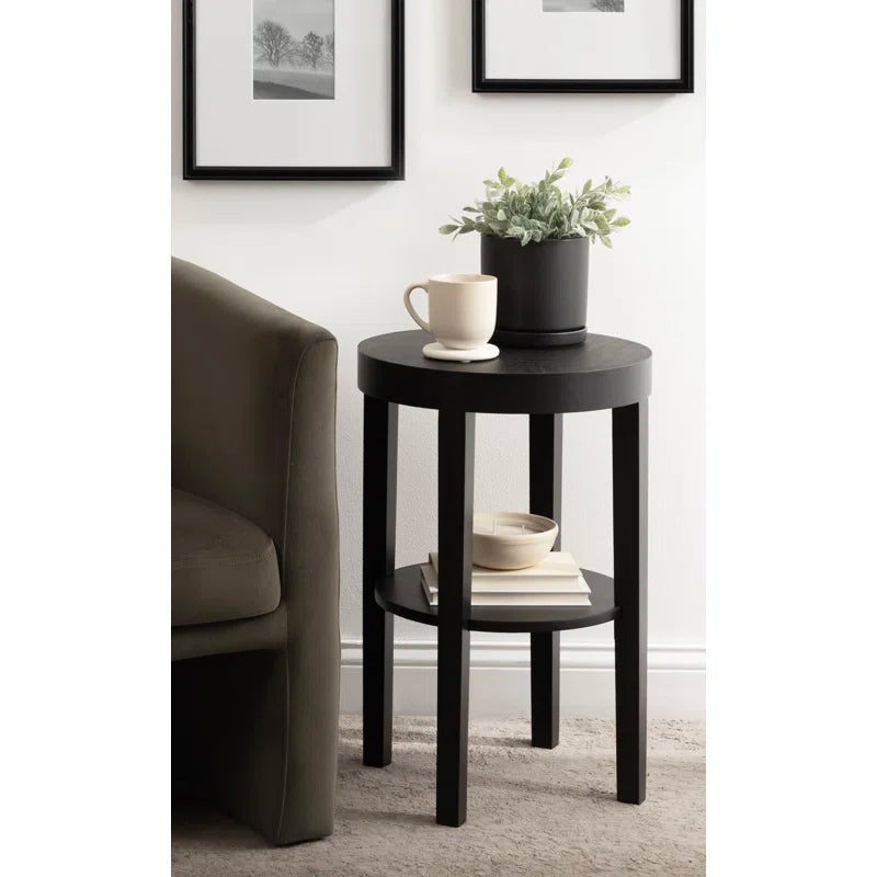 Black Round End Table