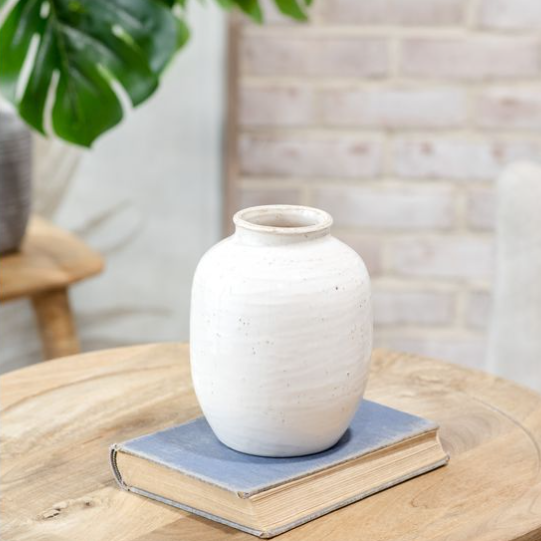 6.3" White Glazed Vase