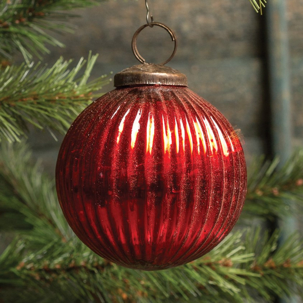 4" Ribbed Red  Ornament