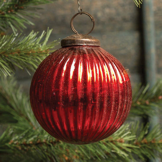 4" Ribbed Red  Ornament