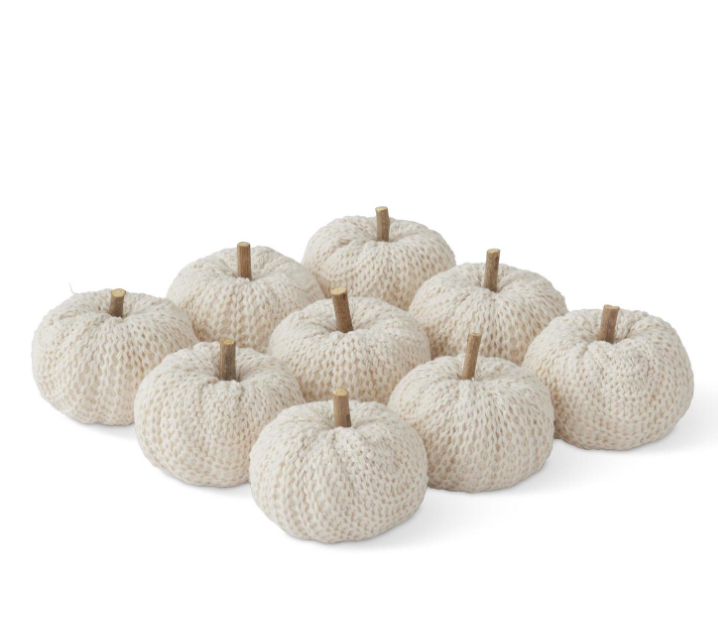 2.5" Cream Knit Mini Pumpkin