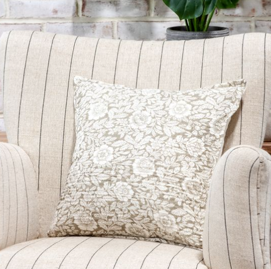 16" X 16" Beige Floral Pillow