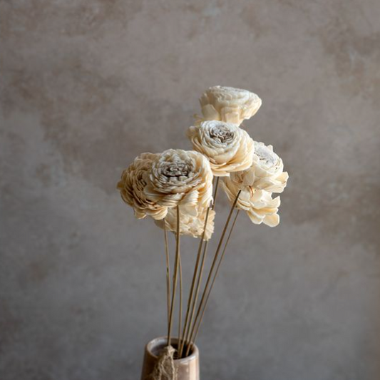 18" Dried White Dahlia Flower