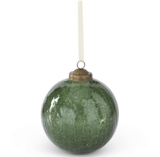 Green Crackled Glass Ornament