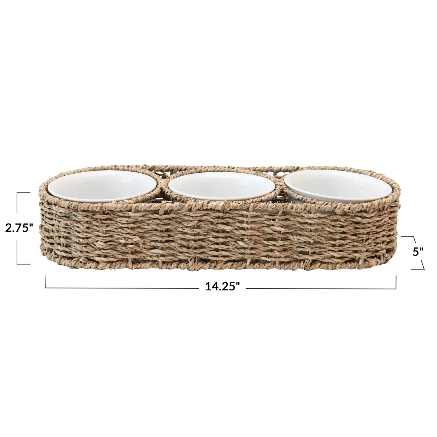 Seagrass Basket with Ceramic Bowls