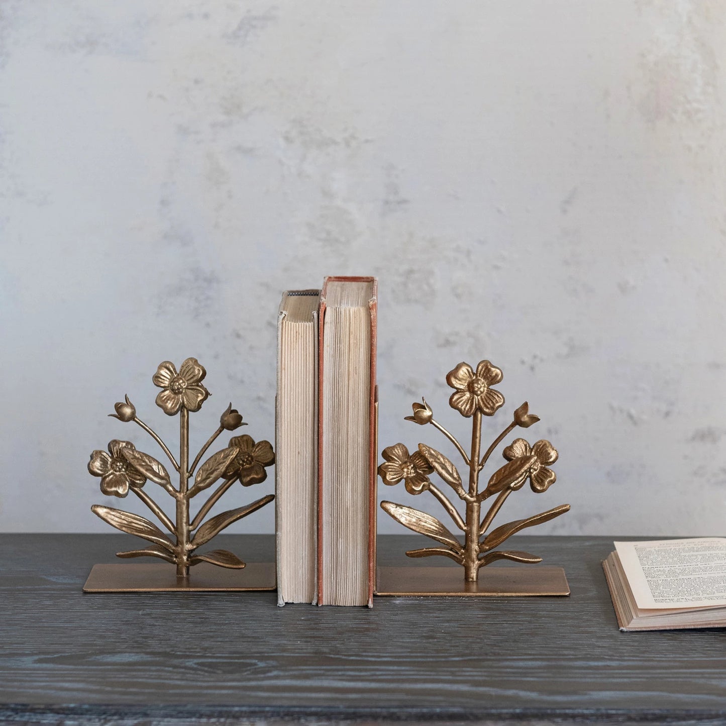 Gold Flower Bookends