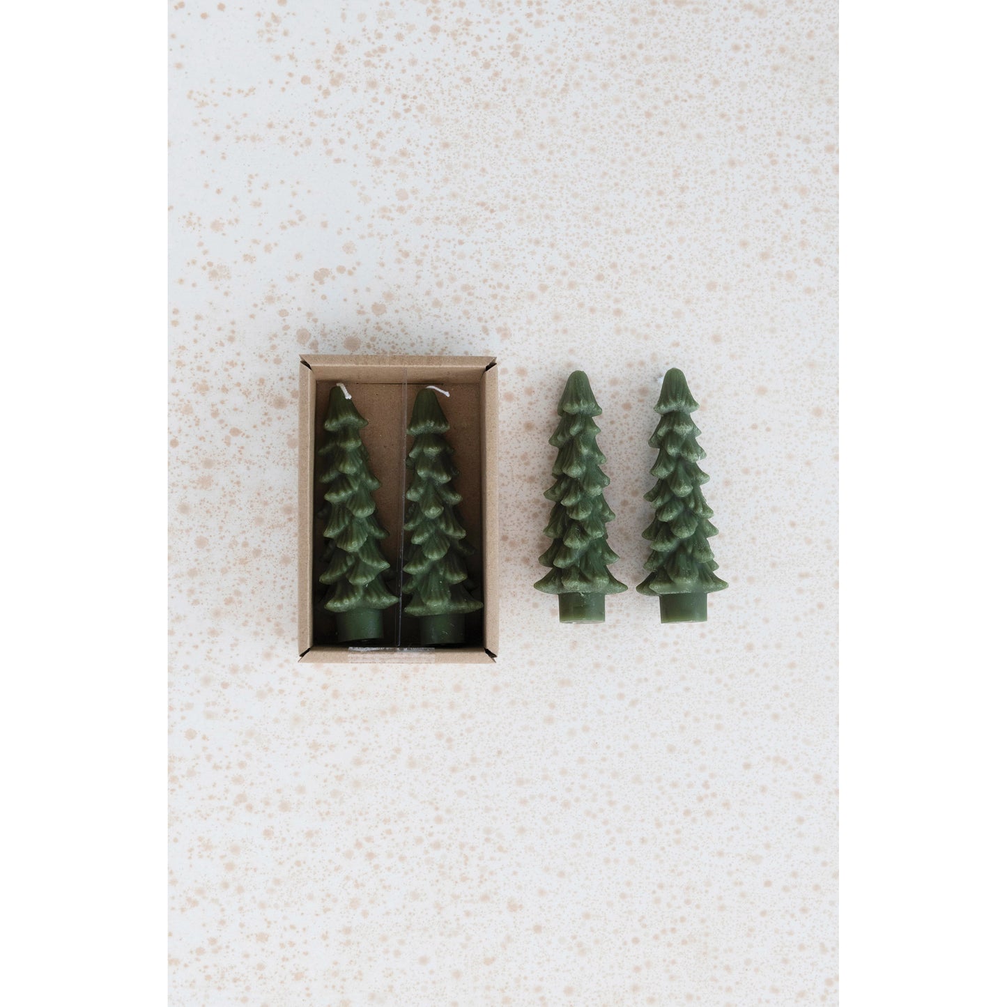 4.75" Green Tree Taper Candle Set