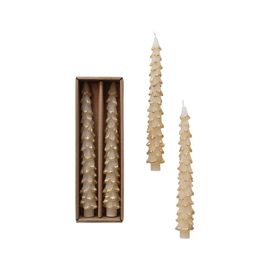 Cream Tree Taper Candle Set