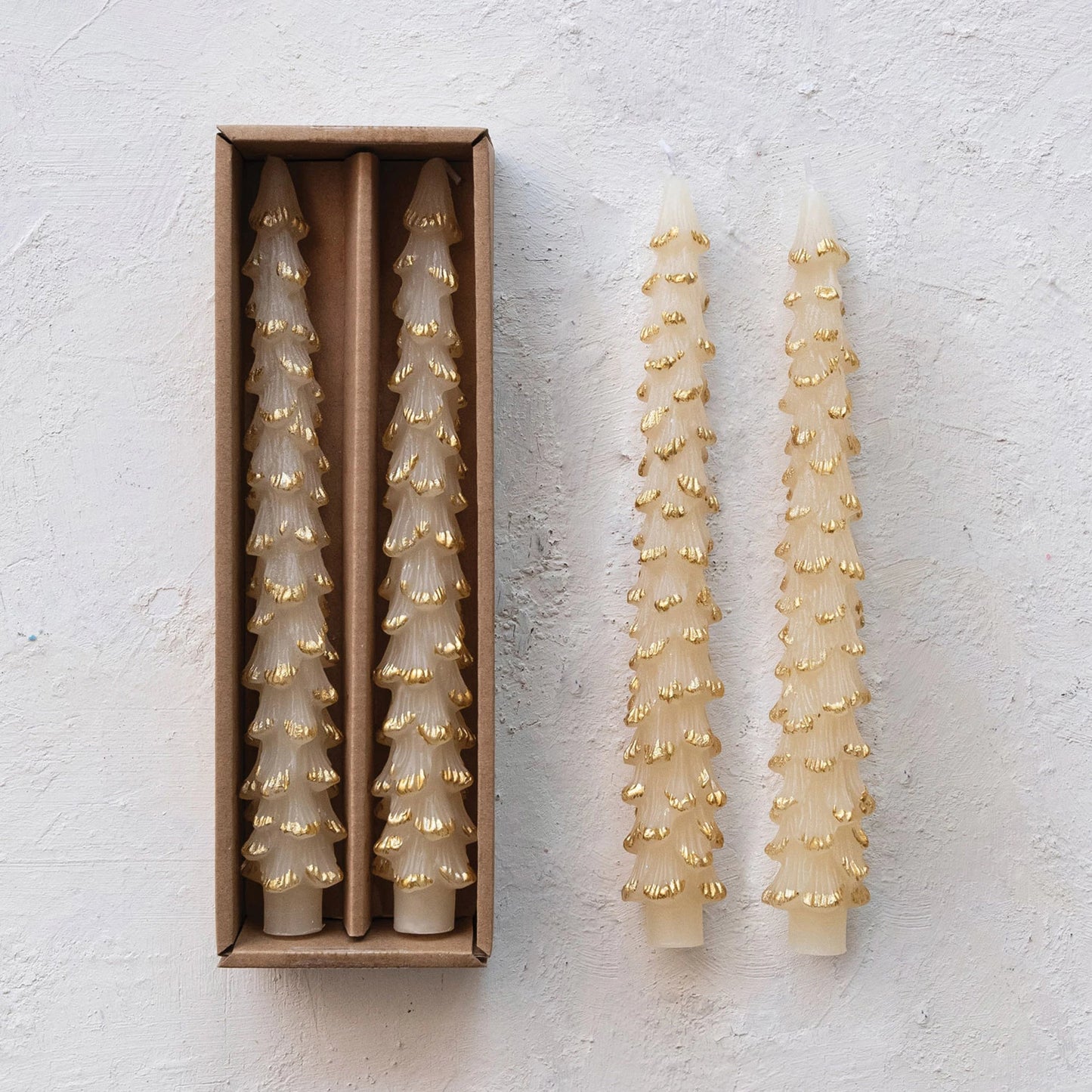 Cream Tree Taper Candle Set