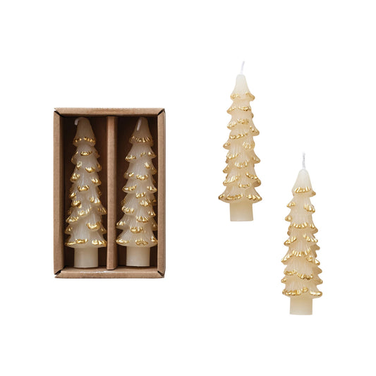 4.75" Cream Tree Taper Candle Set