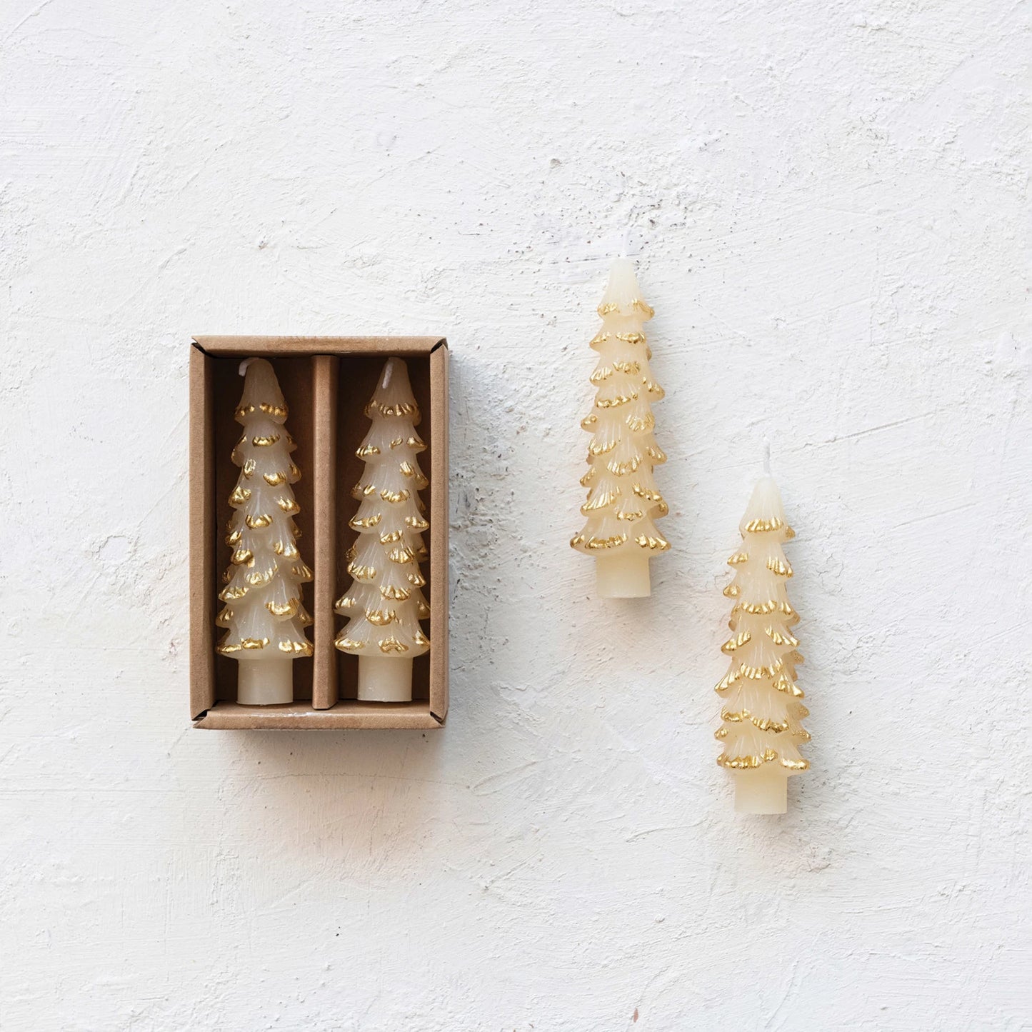 4.75" Cream Tree Taper Candle Set