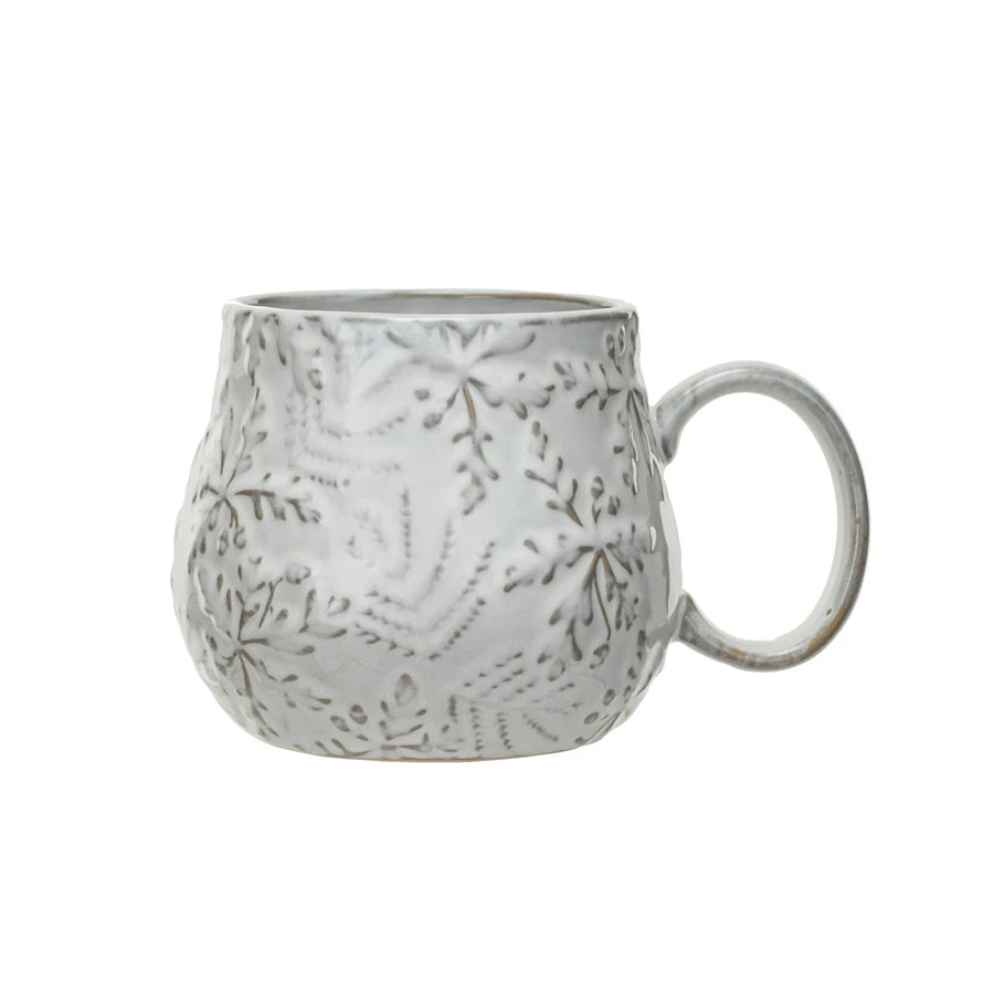 Stoneware Mug with Snowflakes