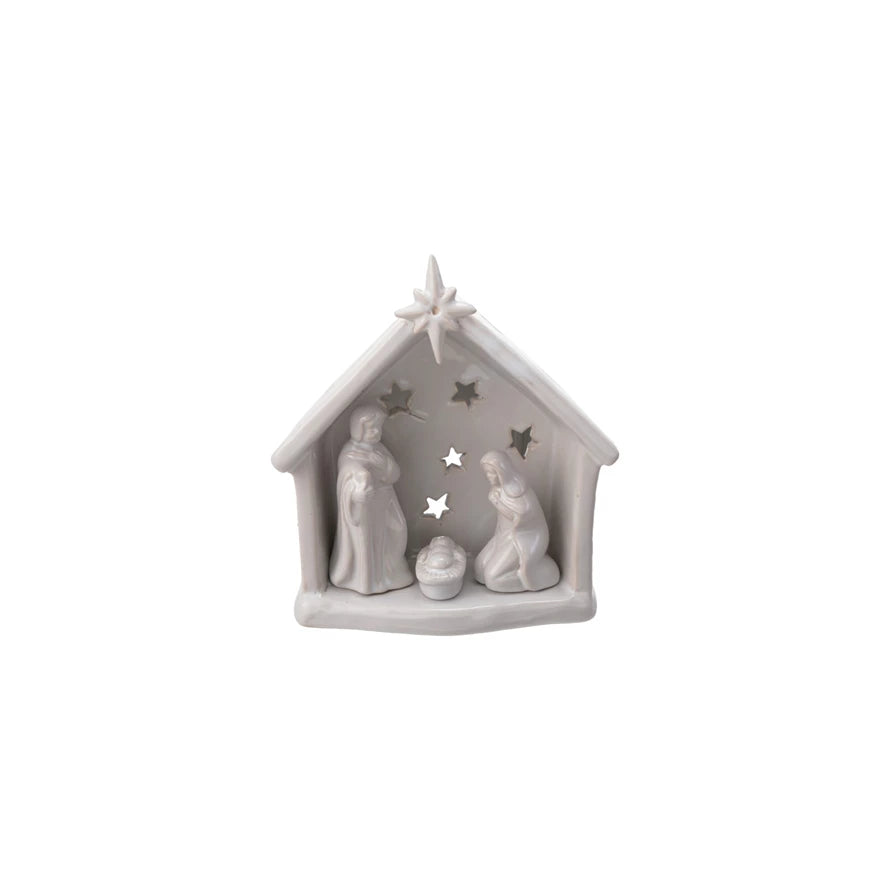 Stoneware Nativity Tealight Holder