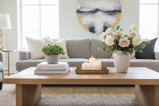 Coffee table styling ideas for a beautiful living room. 