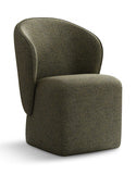 Green upholstered chair on a white background