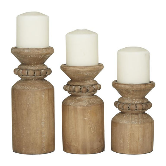 Brown Wood Candle Holder