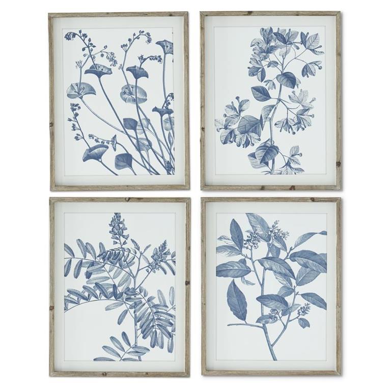 Framed Blue & White Botanical Print