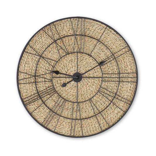 Rattan & Black Wall Clock