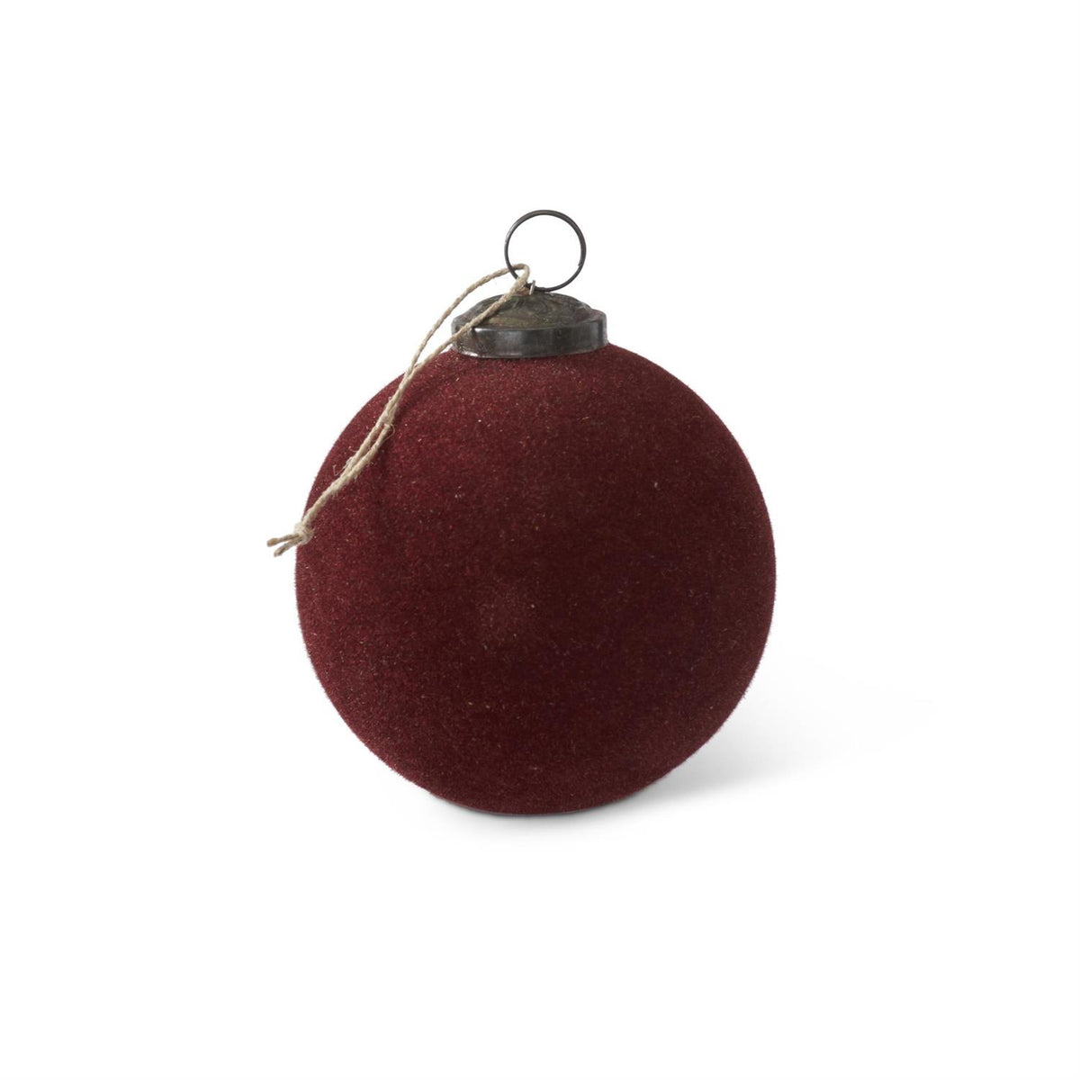 Burgundy Flocked Glass Ornament