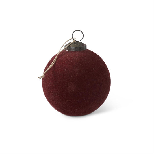 Burgundy Flocked Glass Ornament