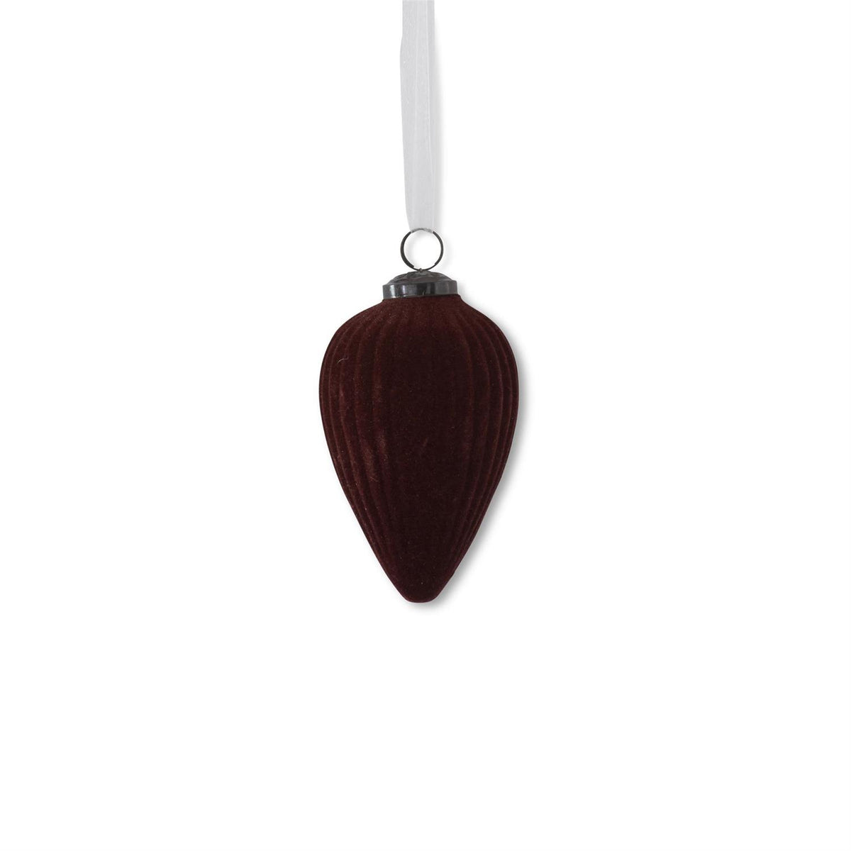 Burgundy Flocked Glass Ornament