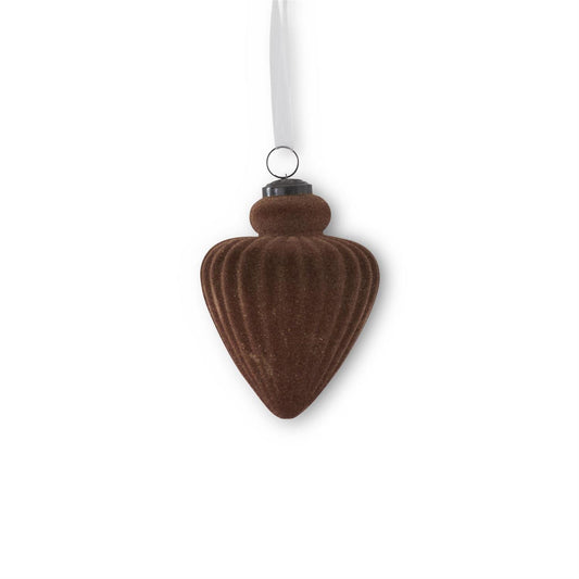Brown Flocked Glass Ornament