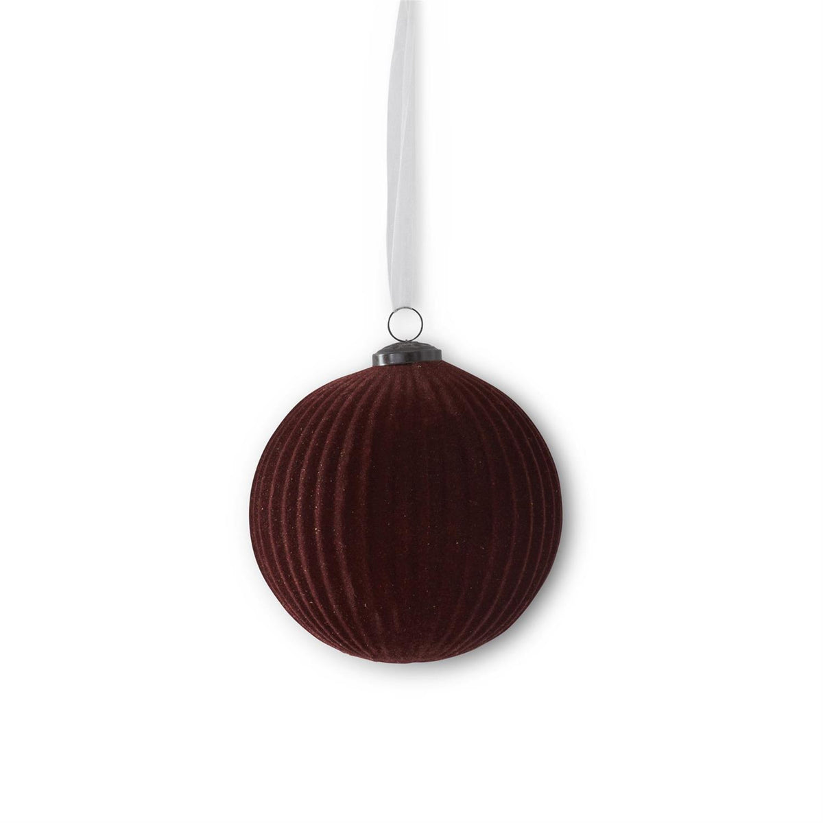 Burgundy Flocked Glass Ornament