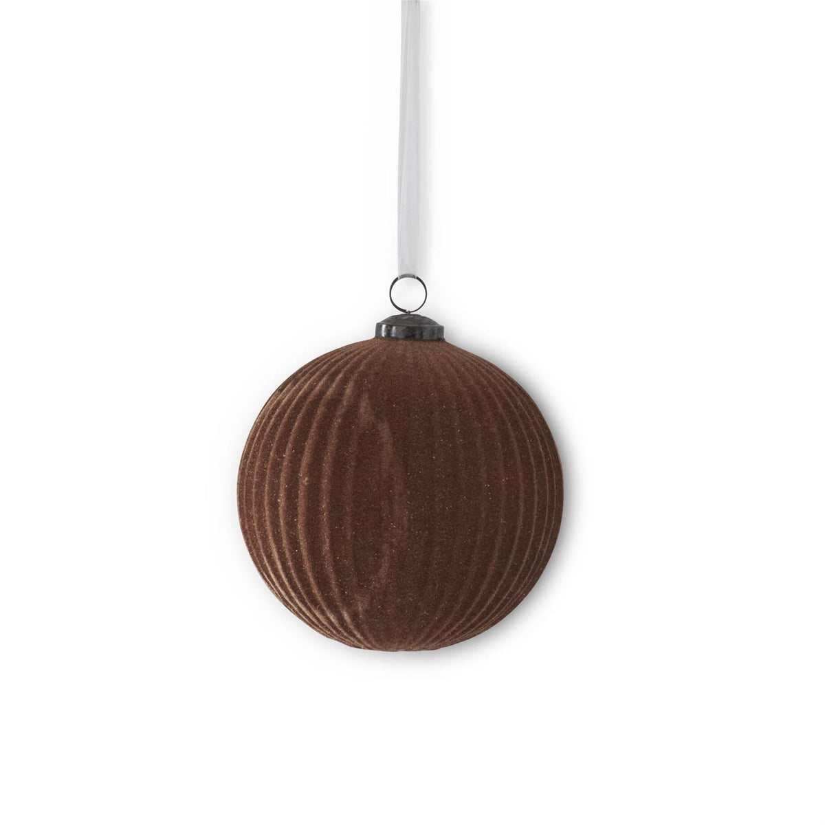 Brown Flocked Glass Ornament