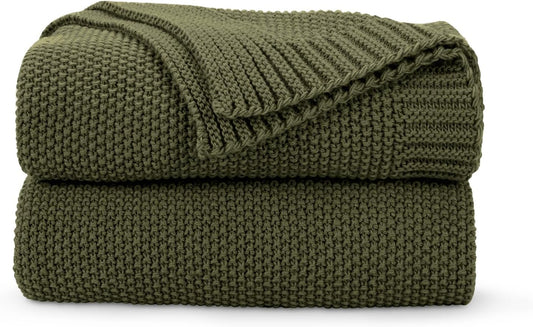 Olive Green Knit Blanket