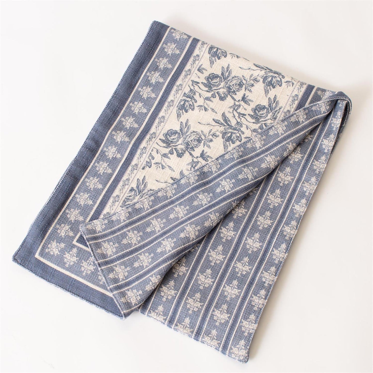 Reversable Blue Floral Runner