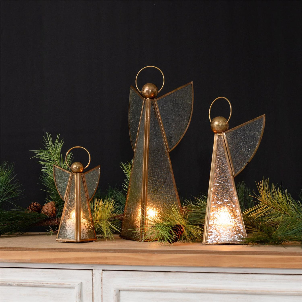Vintage Glass & Brass Angels