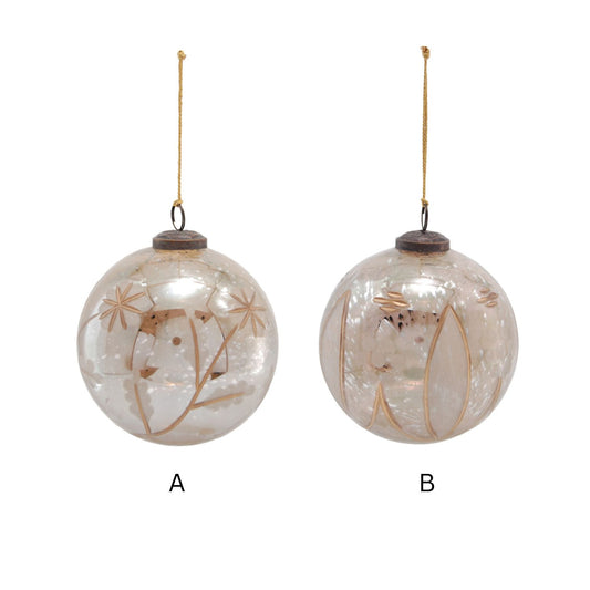 5" Etched Glass Ornament