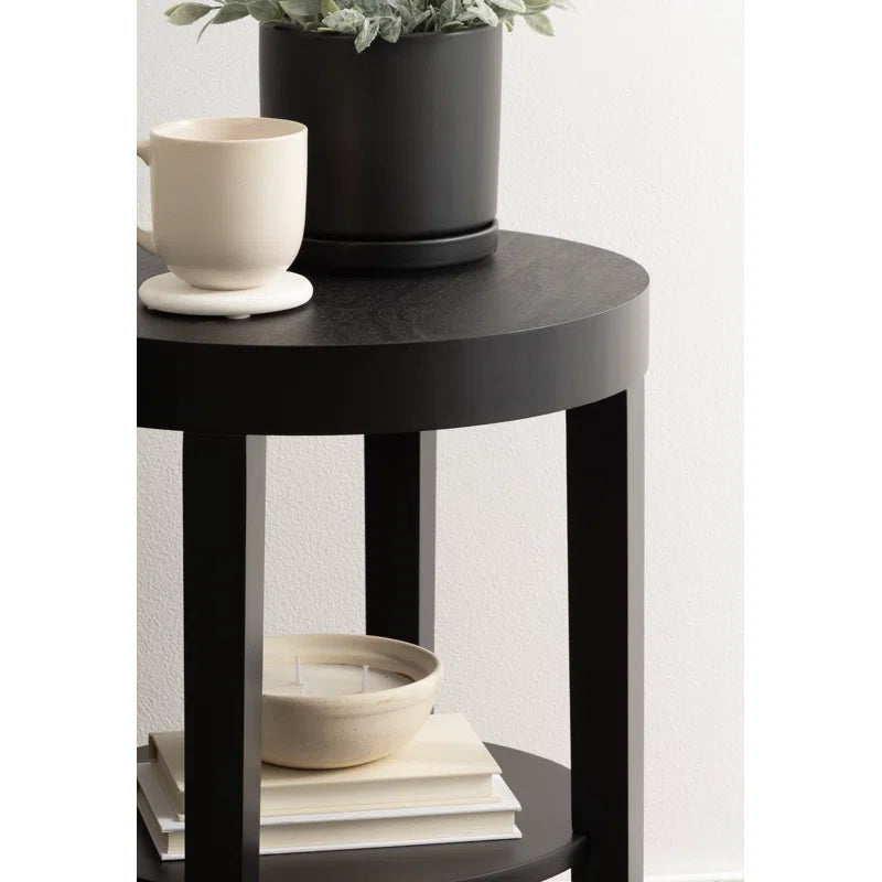 Black Round End Table