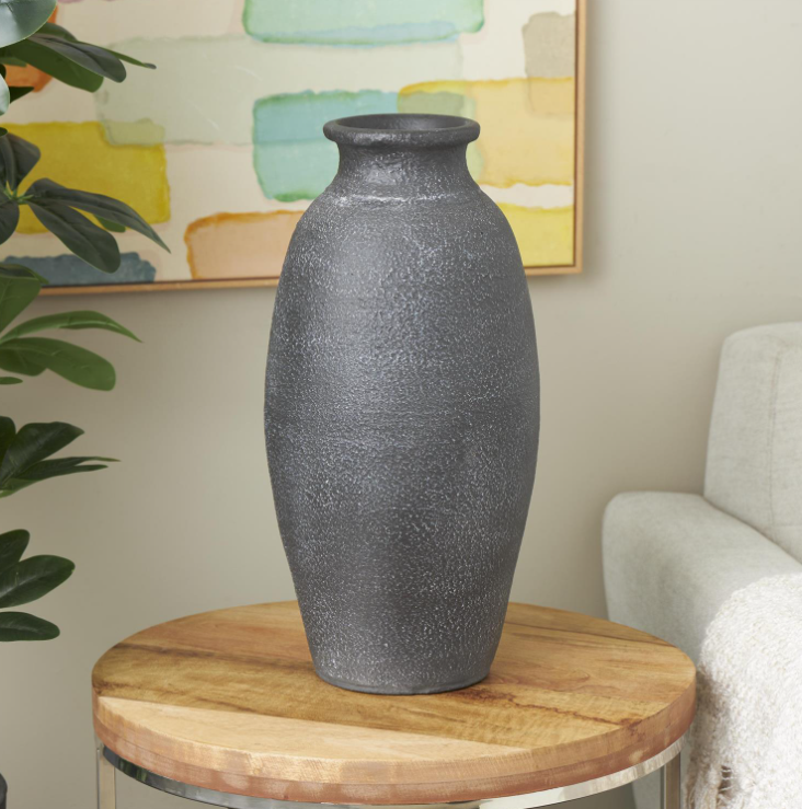 19" Black Textured Vase