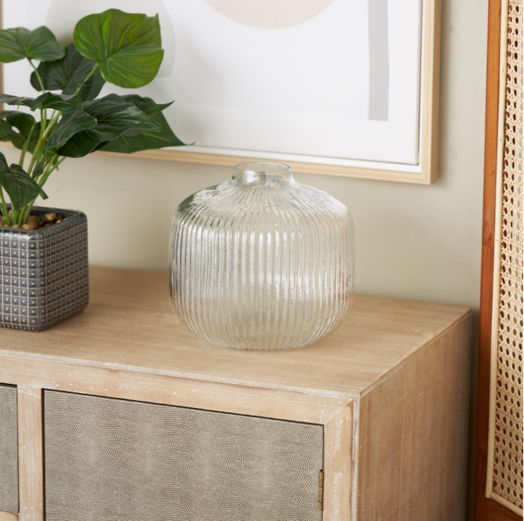 Ribbed Fluted Glass Vase