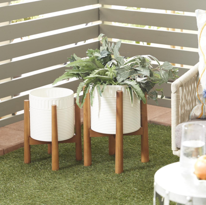 White Metal Planter