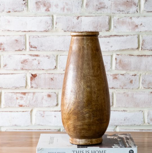 Wooden Elliptical Vase