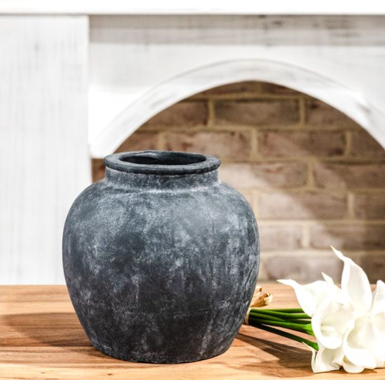 Round Charcoal Vase