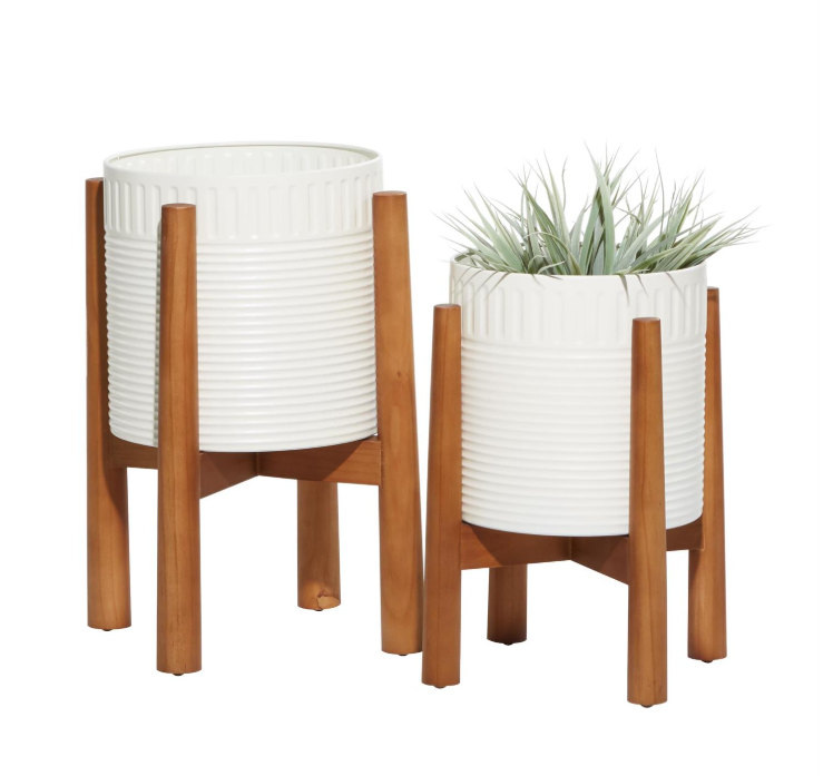White Metal Planter