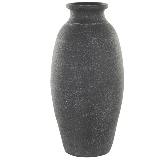 19" Black Textured Vase