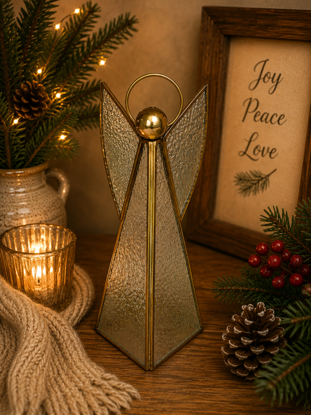 Vintage Glass & Brass Angels