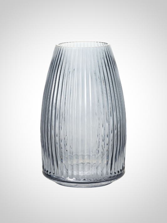 Ribbed Blue Glass Vase