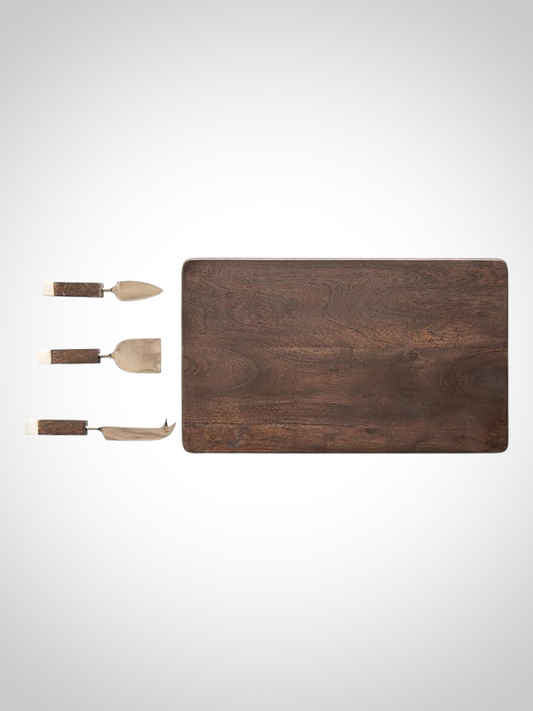 Wood Cutting Board With Knives