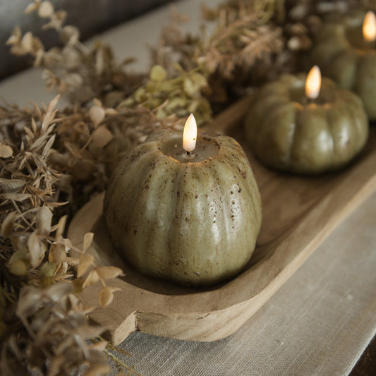 Green LED Pumpkin Candle